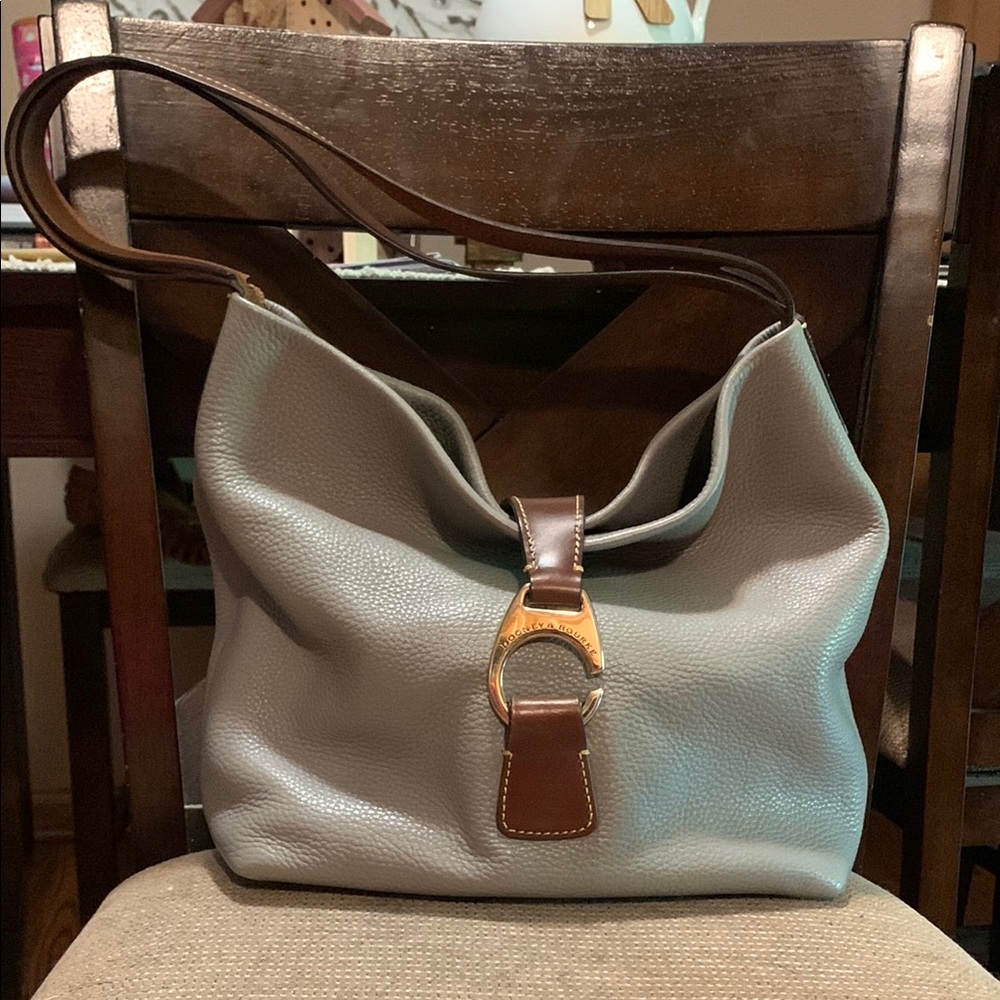 Dooney & Bourke Gray Shoulder Bag with Pebbled Leather